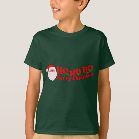 Ho Ho Ho Joyeux texte de Noël et t-shirt père Noël (Devant)