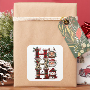 Ho Ho Ho Karakters Wit Vierkante Sticker