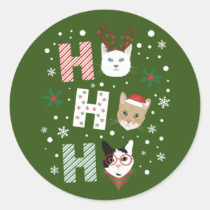 Ho Ho Ho Katten Vrolijk Kerstfeest Ronde Sticker