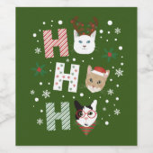 Ho Ho Ho Katten Vrolijk Kerstfeest Wijn Etiket (Enkel label)