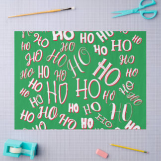 HO HO HO Kerst tekst patroon wit groen rood Tissuepapier