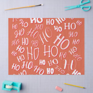 HO HO HO Kerst tekst patroon wit rood Tissuepapier