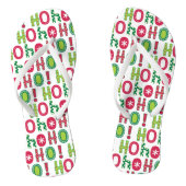 Ho Ho Ho Kerstfeest Fun Modern Red Green Pattern Teenslippers (Voetbed)