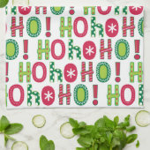 Ho Ho Ho Kerstfeest Fun Modern Red Green Pattern Theedoek (Gevouwen)