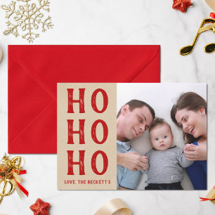 HO HO HO kerstfeestdag met Rustic Kraft Feestdagenkaart