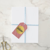 HO HO HO Kerstfeestdag Rode Witte Stripes Cadeaulabel (Met Touw)