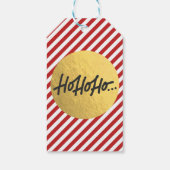 HO HO HO Kerstfeestdag Rode Witte Stripes Cadeaulabel (Achterkant)