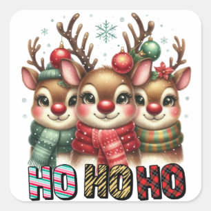Ho Ho Ho Kerstkaart Vierkante Sticker