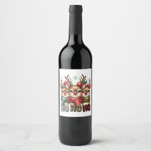 Ho Ho Ho Kerstkaart Wijn Etiket
