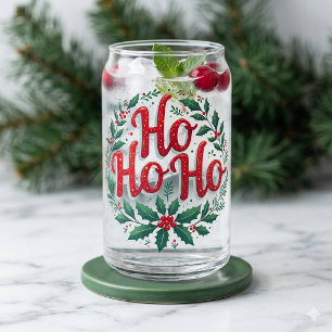 Ho Ho Ho Kerstkrans Typografie Ontwerp Blikvorm Glas