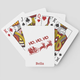 HO HO HO Kerstman slee met rendieren  Pokerkaarten