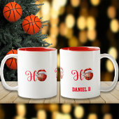 Ho Ho Ho Kerstmis Basketbal Aangepaste naam Tweekleurige Koffiemok