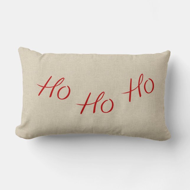 Ho Ho Ho Kerstmis Lumbar Burlap Pillow Kussen (Voorkant)