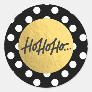 HO HO HO Kerstvakantie Zwart Wit Stippen Ronde Sticker
