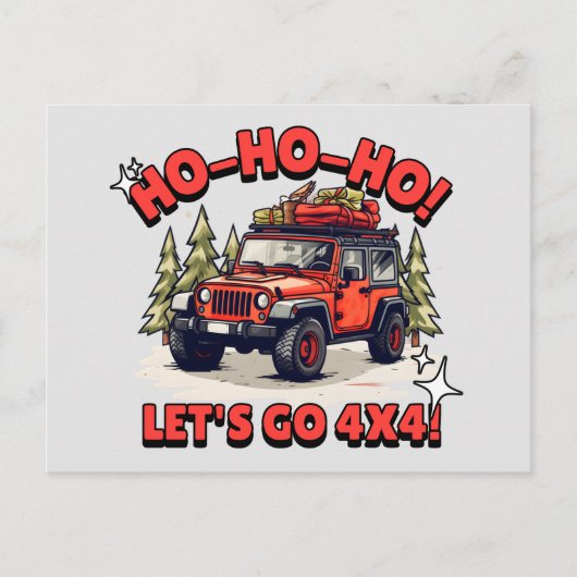 Ho-Ho-ho! Laten we 4x4 gaan! Feestdagenkaart (Voorkant)