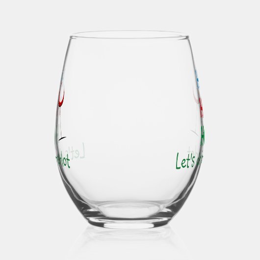 Ho Ho Ho Lets Drink Merlot Kerstmis Wijnglas Zonder Voet (Links)