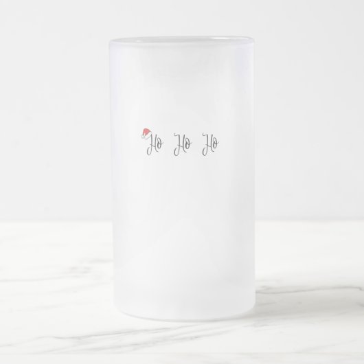 Ho Ho Ho met een rode kerstmuts Matglas Bierpul (Center)