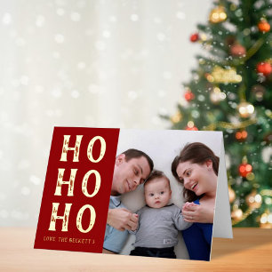 HO HO HO Moderne kerstfoto voor Typografie — Ech Folie Feestdagenkaart