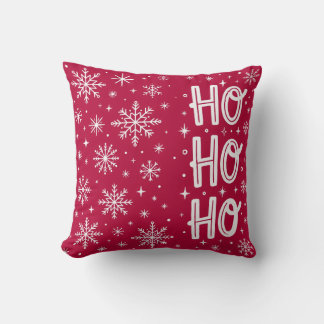 Ho Ho Ho Noël Coussin de jet en forme de flocon de