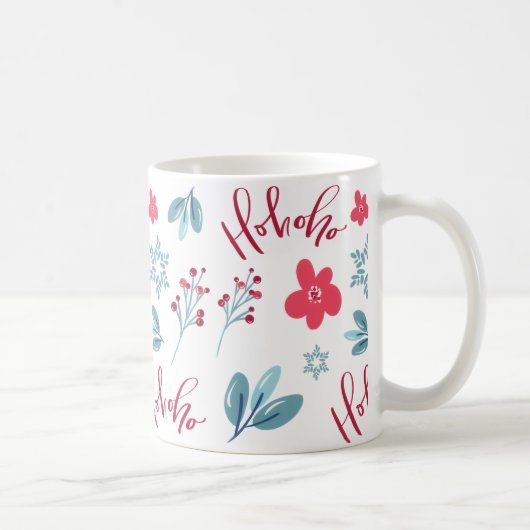 Ho Ho Ho Noël Floral Fêtes Café Mug (Droite)