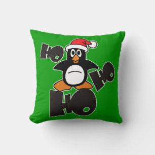 Ho Ho Ho - Penguin - vrolijke kerstmis + jouw idee Kussen
