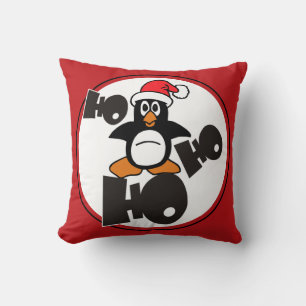 Ho Ho Ho - Penguin - vrolijke kerstmis + uw ruggen Kussen