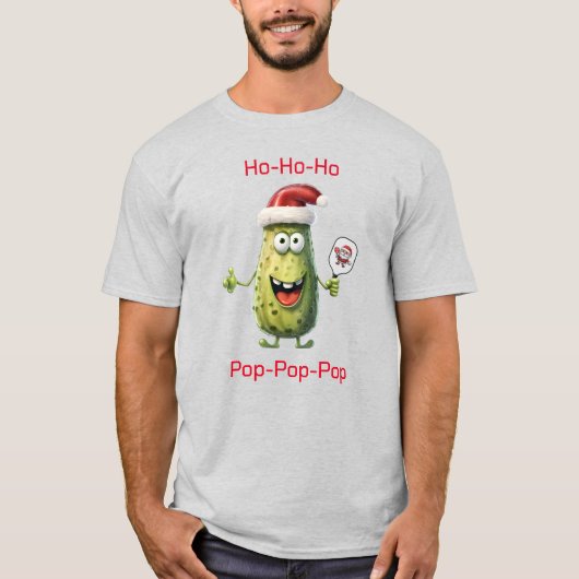 Ho-ho-ho & pop-pop-pop pickleball Xmas T-shirt (Voorkant)