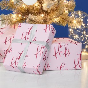 Ho Ho Ho Red Script Holiday Gift Wrapping Paper Cadeaupapier