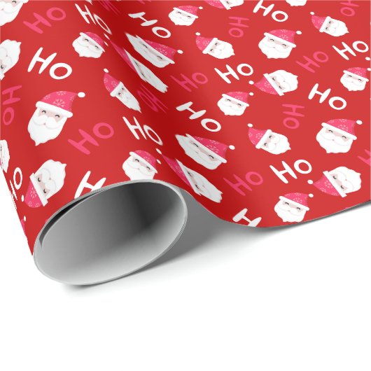 Ho Ho Ho Rood & Wit Sinterklaaspatroon Cadeaupapier (Rol Hoek)