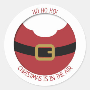 HO HO HO! Roodkerstman met riem en baard Ronde Sticker