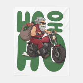 Ho Ho Ho Santa Biker Fleece Deken