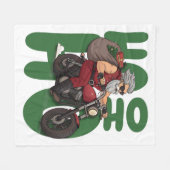 Ho Ho Ho Santa Biker Fleece Deken (Voorkant (Horizontaal))