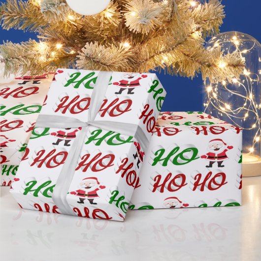 Ho Ho Ho Santa Claus Kerstmis, groen script Cadeaupapier (Feestdagen)