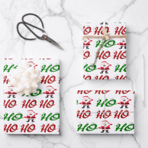 Ho Ho Ho Santa Claus Kerstmis, groen script Inpakpapier Vel