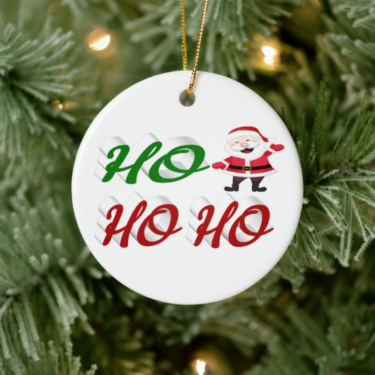 Ho Ho Ho Santa Claus Kerstmis, groen script Keramisch Ornament (Boom)