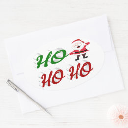 Ho Ho Ho Santa Claus Kerstmis, groen script Ovale Sticker
