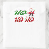 Ho Ho Ho Santa Claus Kerstmis, groen script Ovale Sticker (Tas)