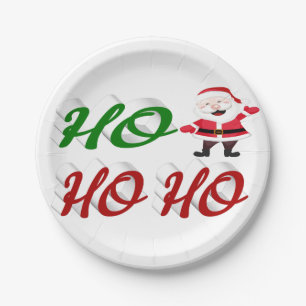 Ho Ho Ho Santa Claus red green script kerst Papieren Bordje