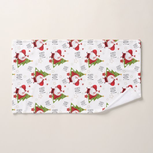 Ho Ho Ho, Santa en kerstbomen, keukenset Bad Handdoek (Handdoek)