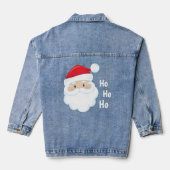 Ho Ho Ho Santa Face Feestdagen Red White Denim Jacket (Achterkant)
