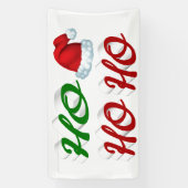 Ho Ho Ho Santa Hat Kerstmis, groen script Spandoek (Verticaal)