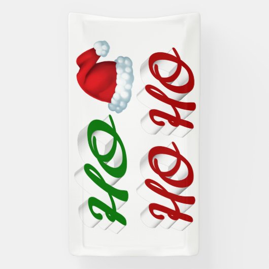 Ho Ho Ho Santa Hat Kerstmis, groen script Spandoek (Verticaal)