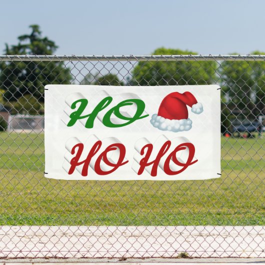 Ho Ho Ho Santa Hat Kerstmis, groen script Spandoek (Insitu)