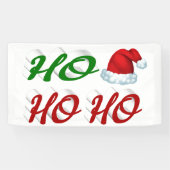 Ho Ho Ho Santa Hat Kerstmis, groen script Spandoek (Horizontaal)