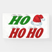 Ho Ho Ho Santa Hat Kerstmis rode, groene typografi Spandoek (Horizontaal)