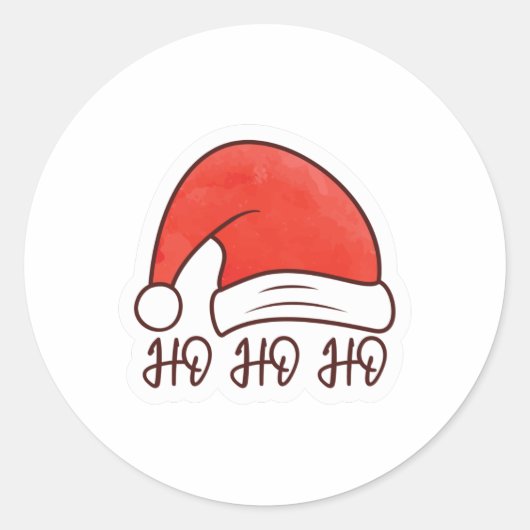 Ho Ho Ho Santa Hat Ronde Sticker (Voorkant)