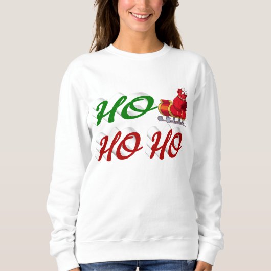 Ho Ho Ho Santa Sleigh Kerstrode kerstscript Trui (Voorkant)