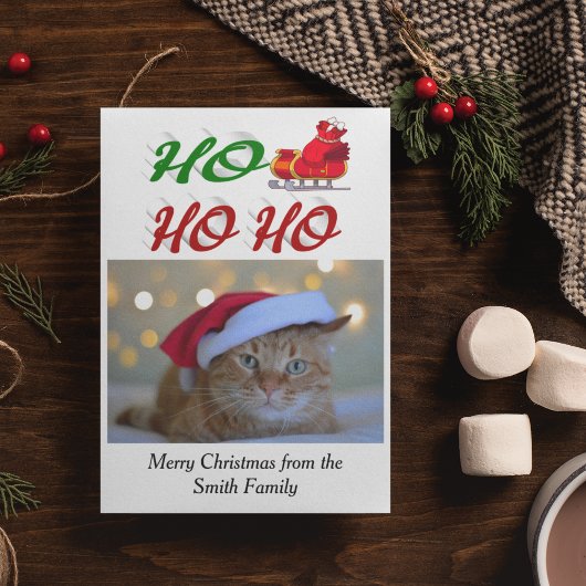 Ho Ho Ho Santa Sleigh Kerstschrift Feestdagenkaart