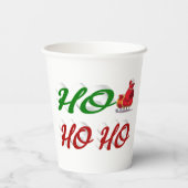 Ho Ho Ho Santa Sleigh Kerstscript Papieren Bekers (Achterkant)