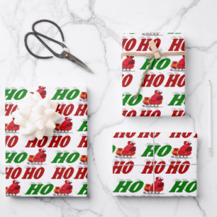 Ho Ho Ho Santa Sleigh Kersttypografie Inpakpapier Vel